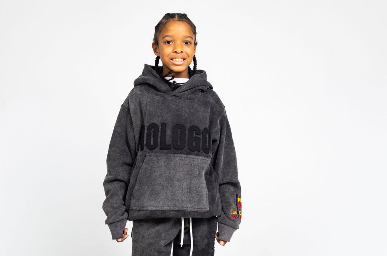 Kids gray acid wash hoodie