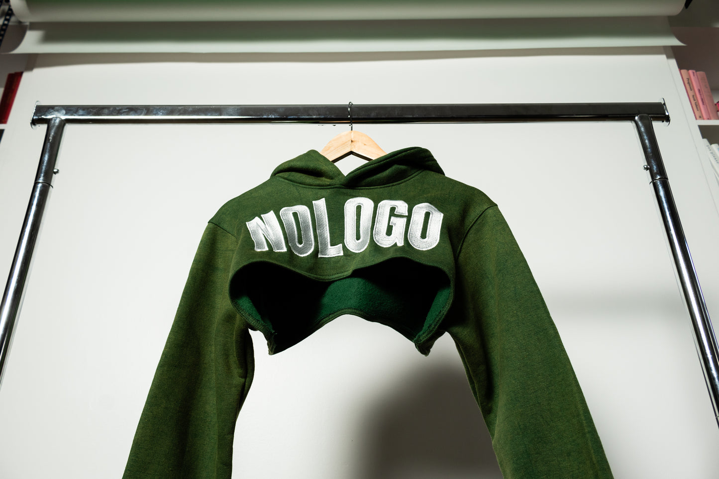 NoLoGo green acid wash crop hoodie