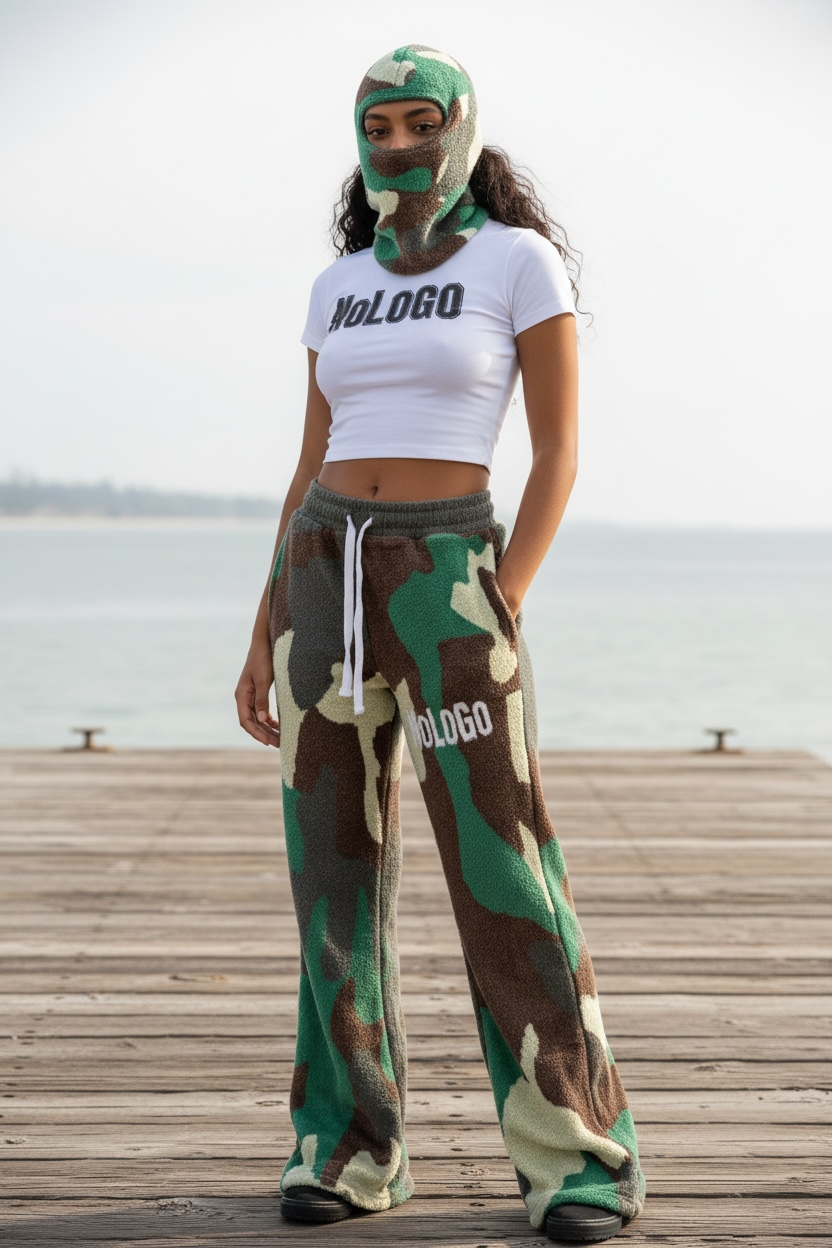 Green camo mohair pants