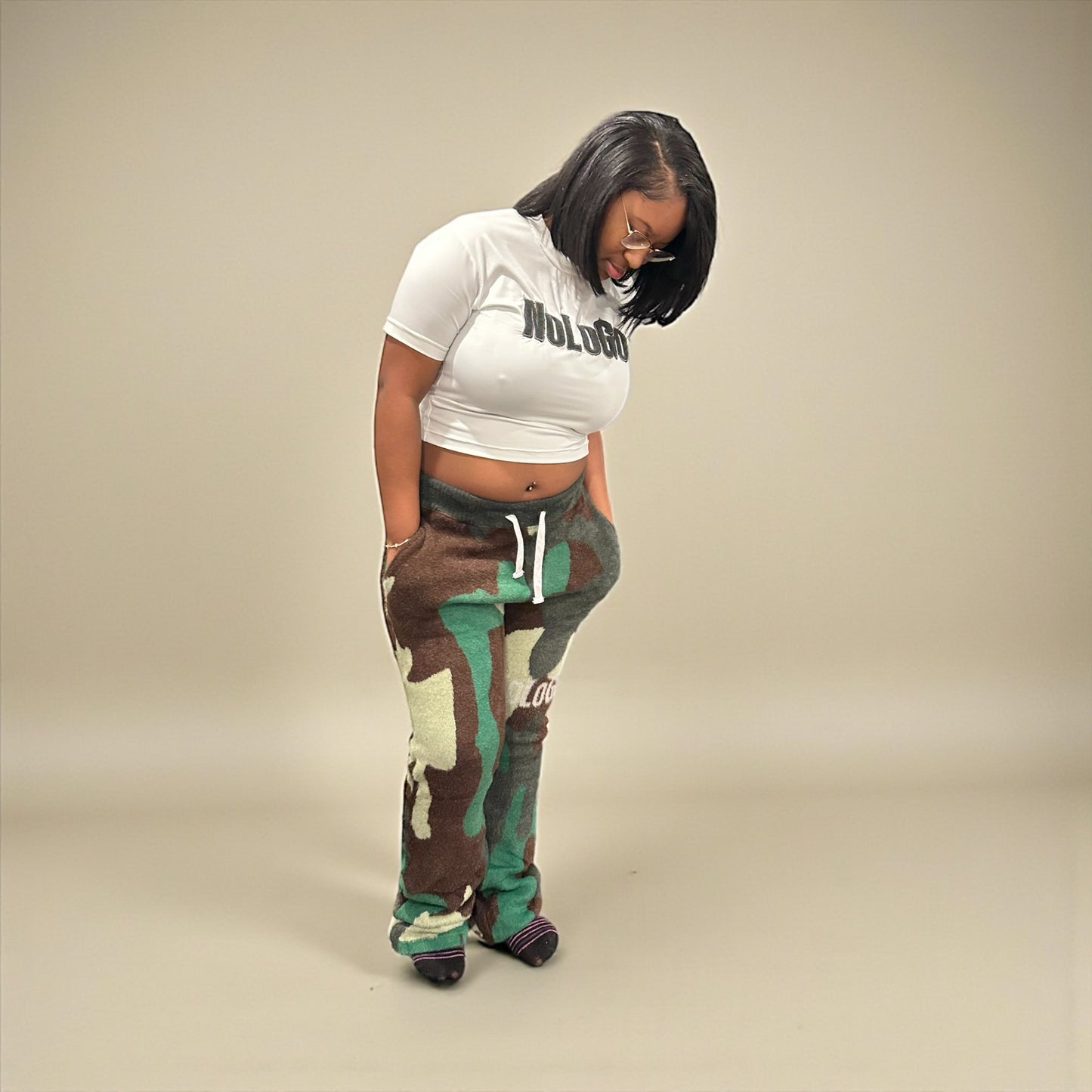 Green camo mohair pants