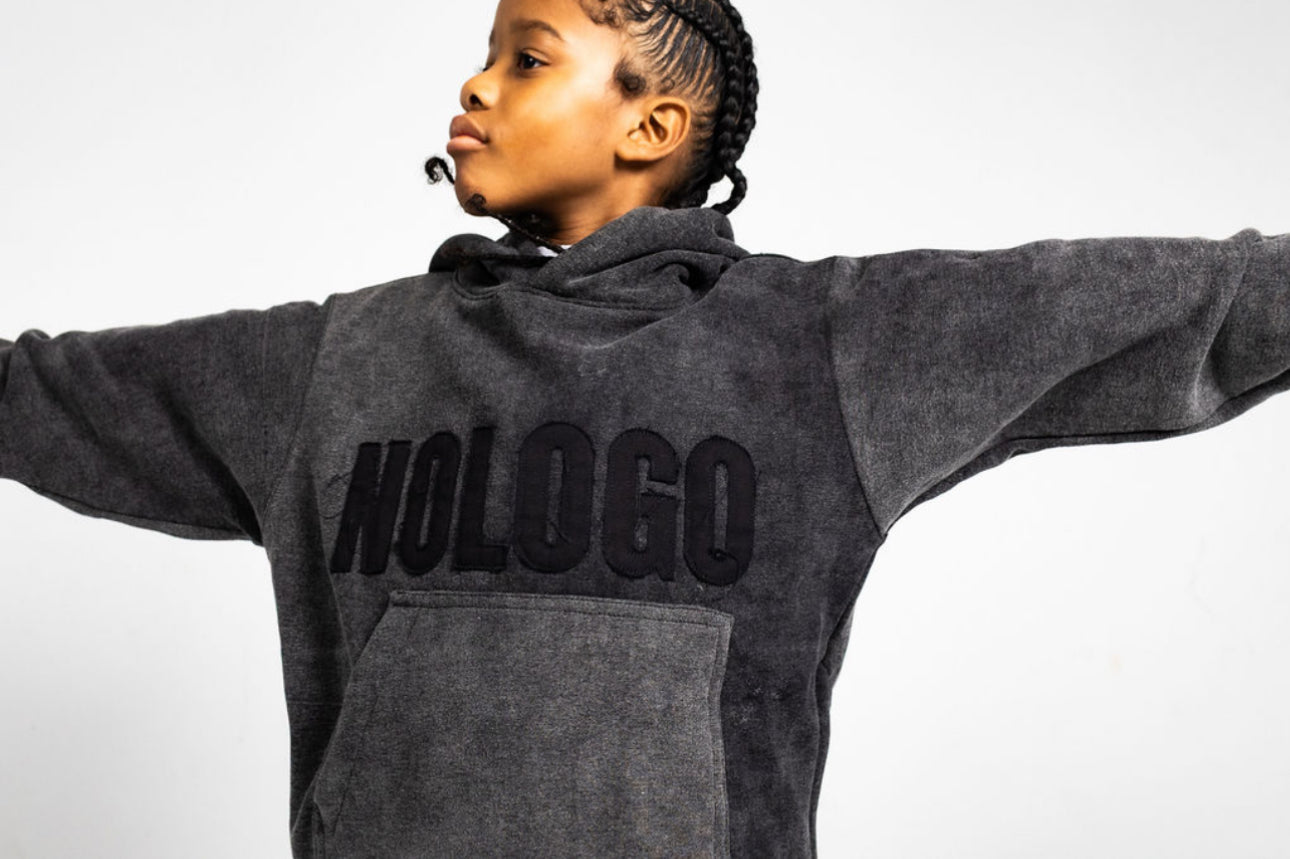 Kids gray acid wash hoodie