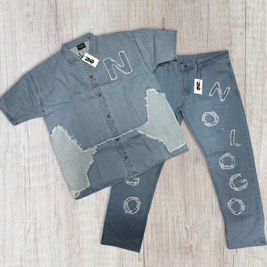 NLG by NoLoGo denim destressed shirt
