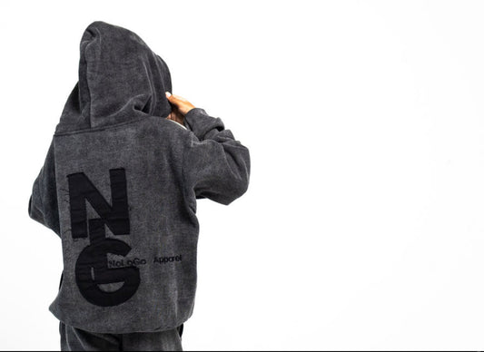 Kids gray acid wash hoodie