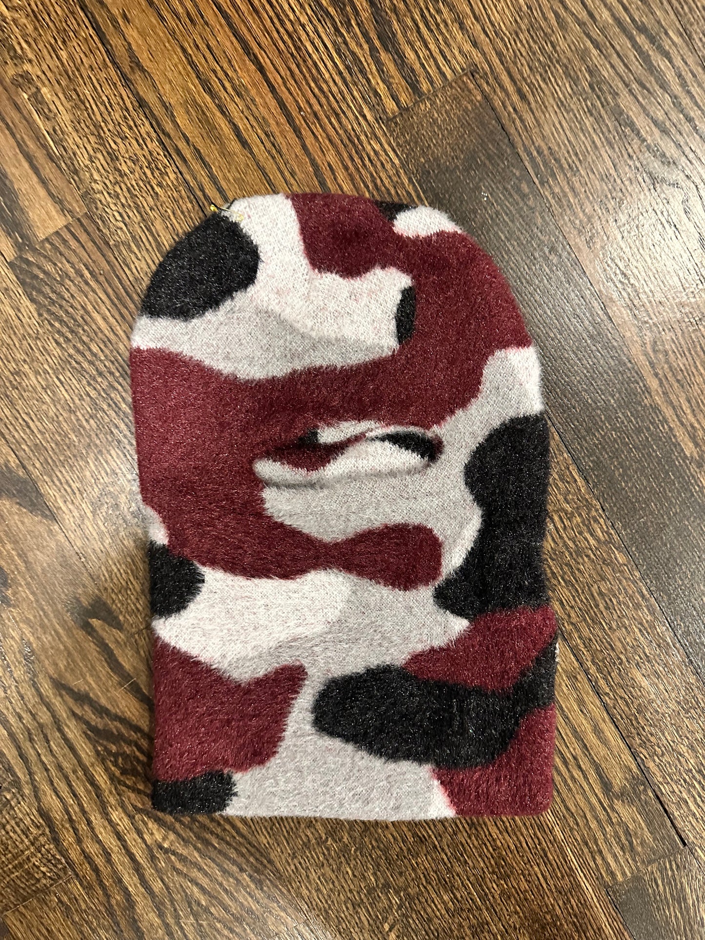 Camo burgundy ski mask