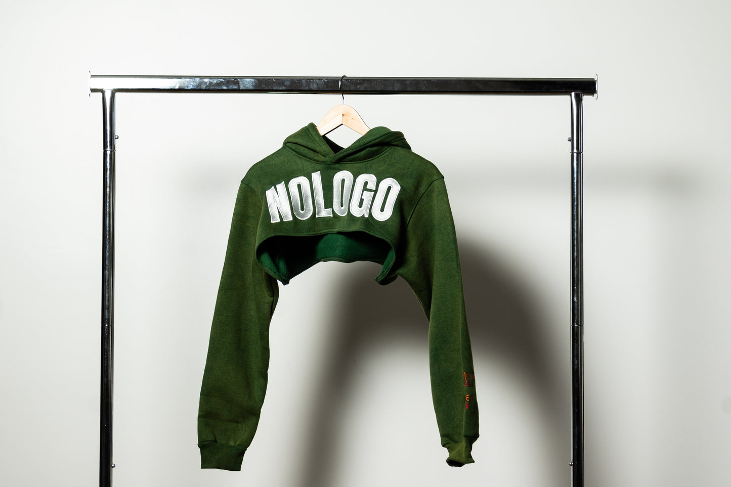 NoLoGo green acid wash crop hoodie
