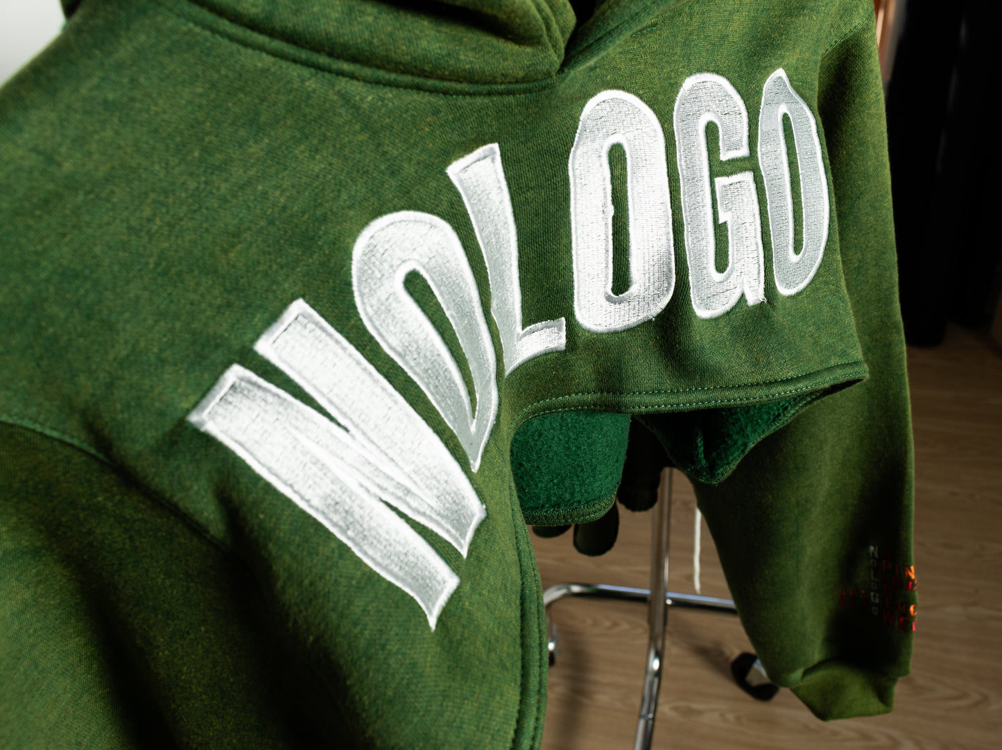 NoLoGo green acid wash crop hoodie
