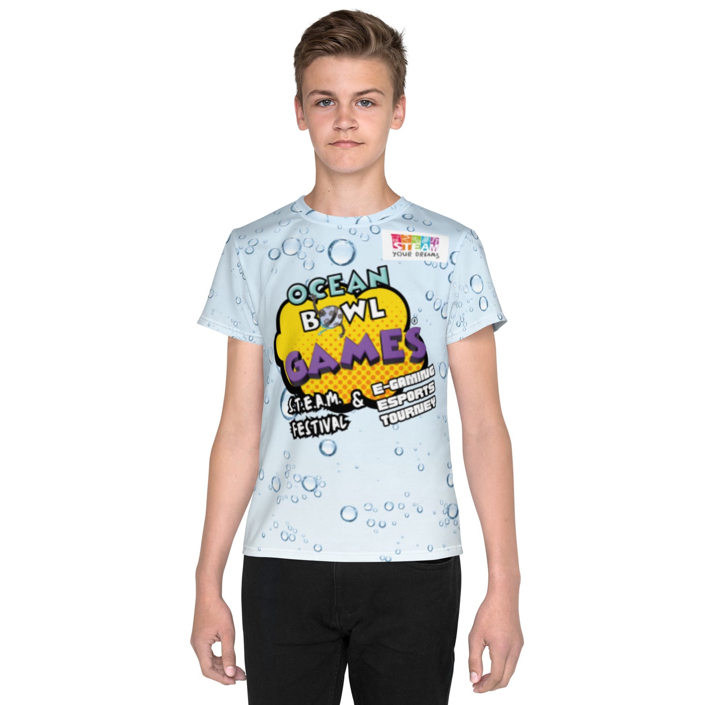 Steam sports youth crew neck t-shirt