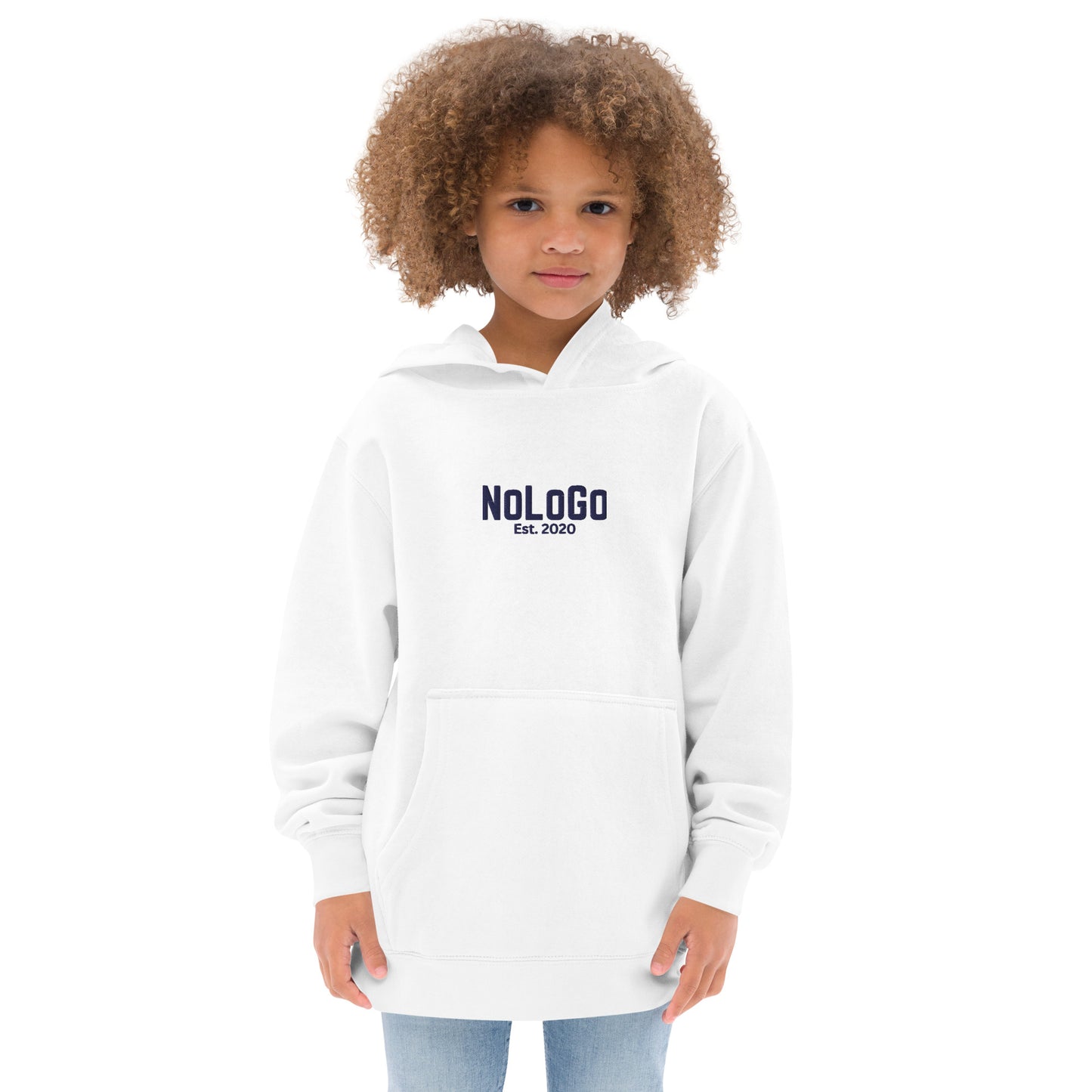 NoLoGo Est. 2020 embroidered youth hoodie (white & navy and grey & navy)
