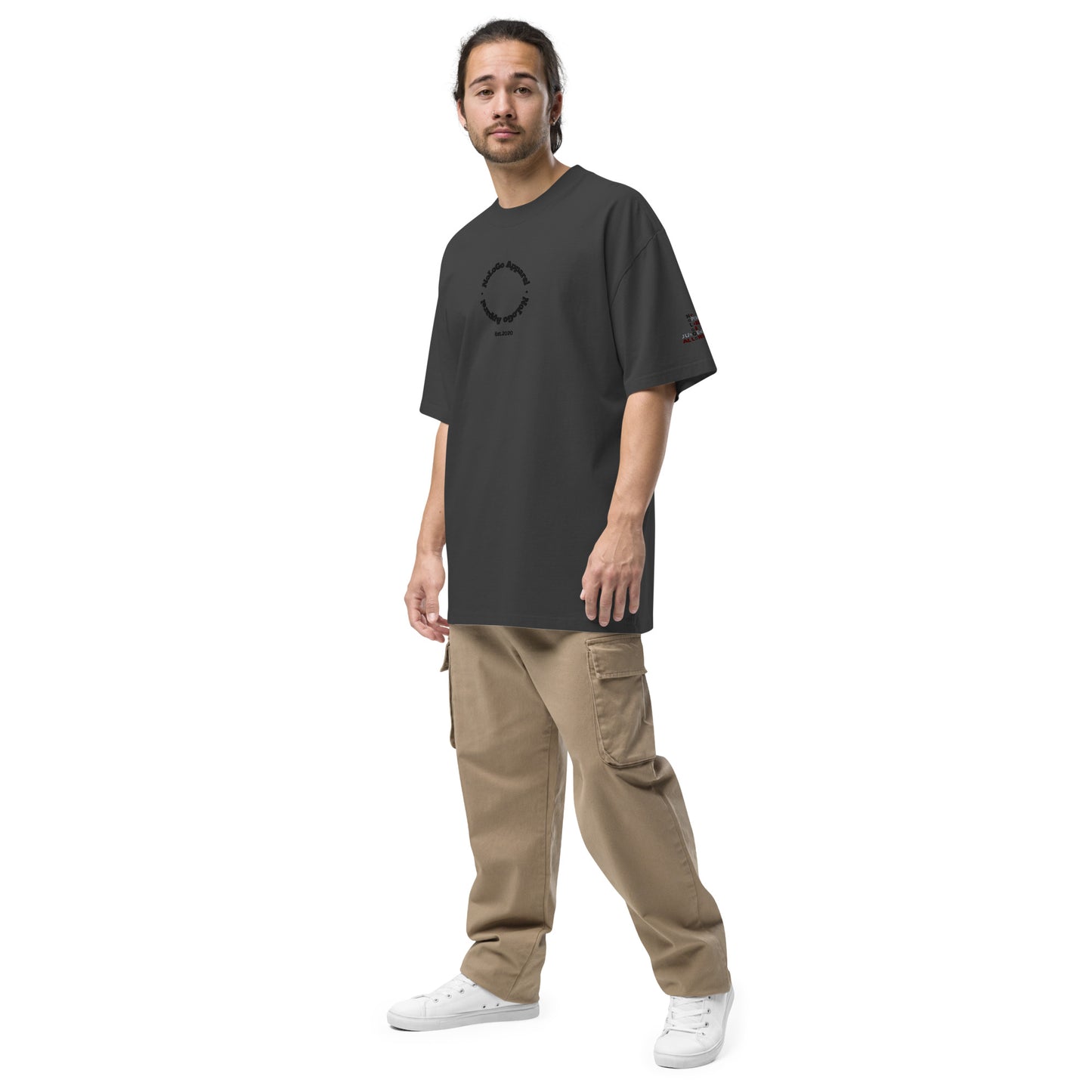 NoLoGo Apparel embroidered oversized faded t-shirt