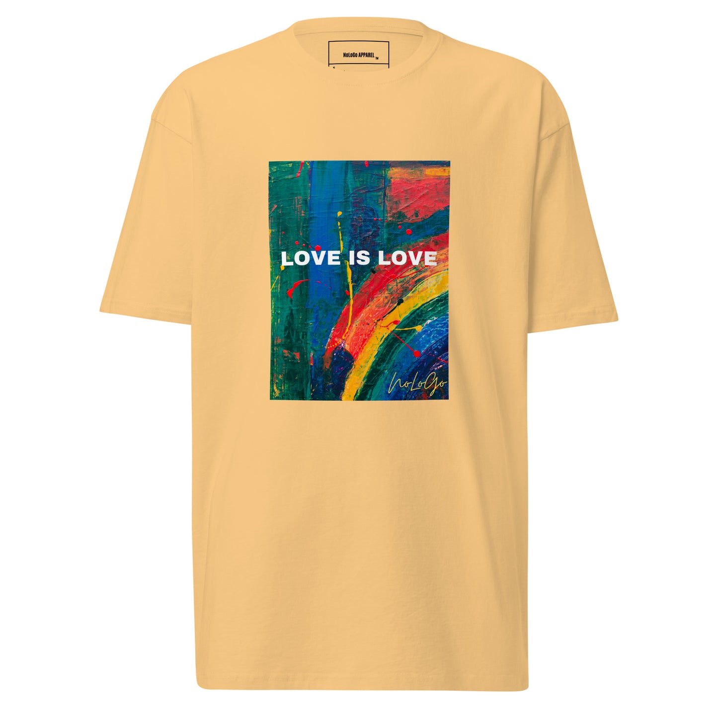 Love is Love Men’s premium heavyweight tee (black, white and yellow)